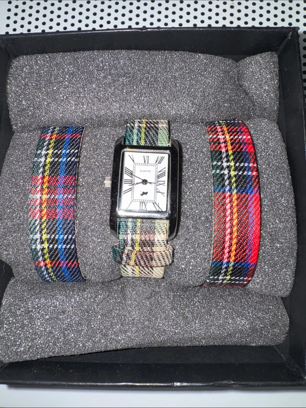 Plaid Strap Watch Set with Interchangeable Bands Jeffrey Banks new